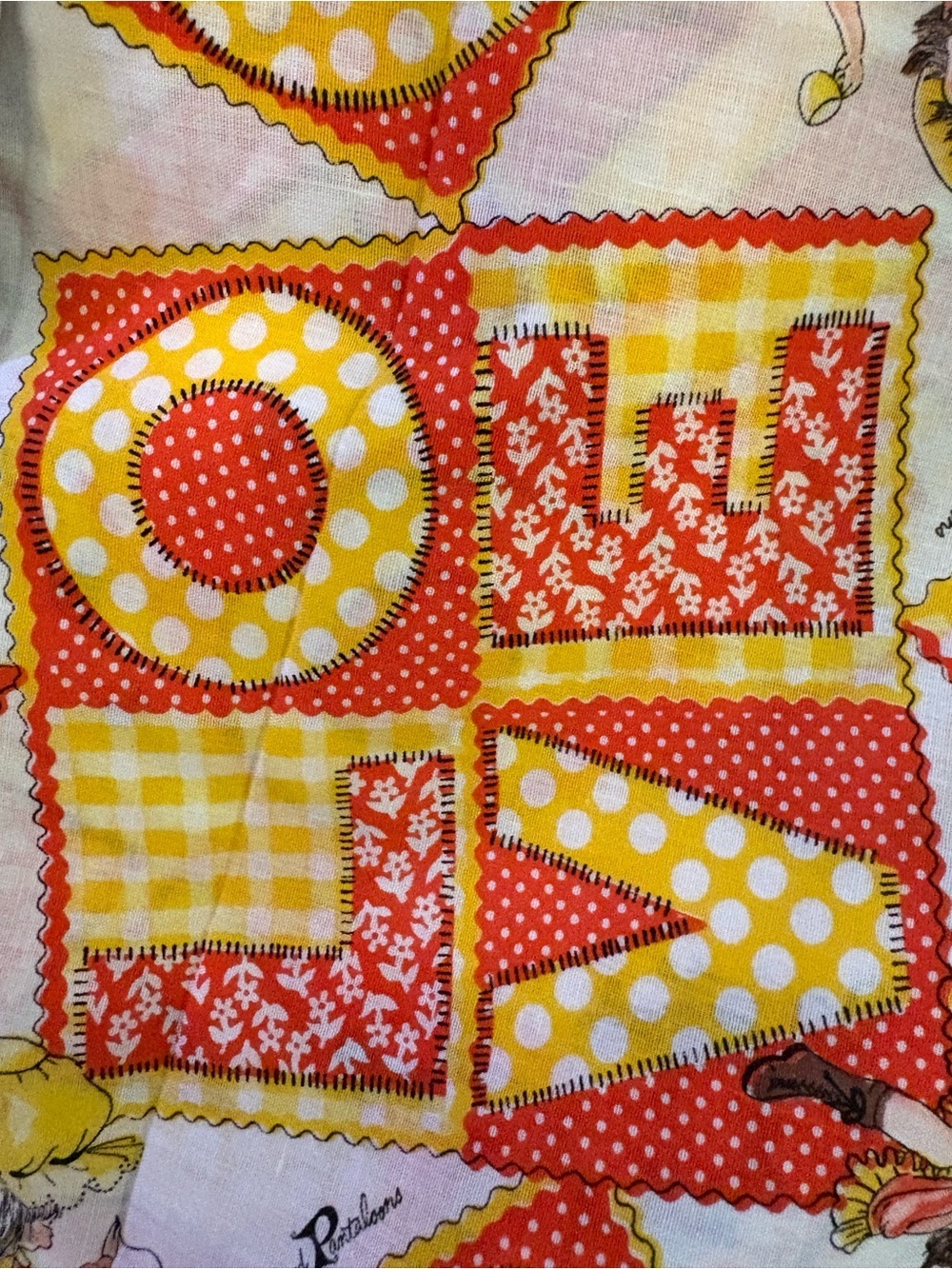 Vintage Petticoats & Pantaloons Rag Doll LOVE Cotton Fabric 2 Yards 44” Wide - Picture 8 of 9